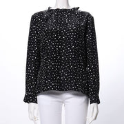 フリルネックブラウス