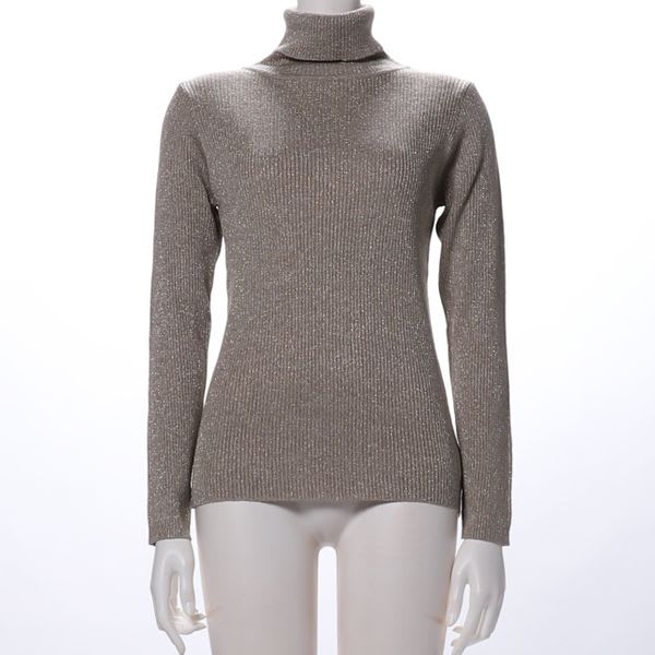 ラメ混リブタートルネックニット