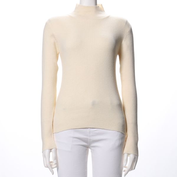 ハイネックリブニット