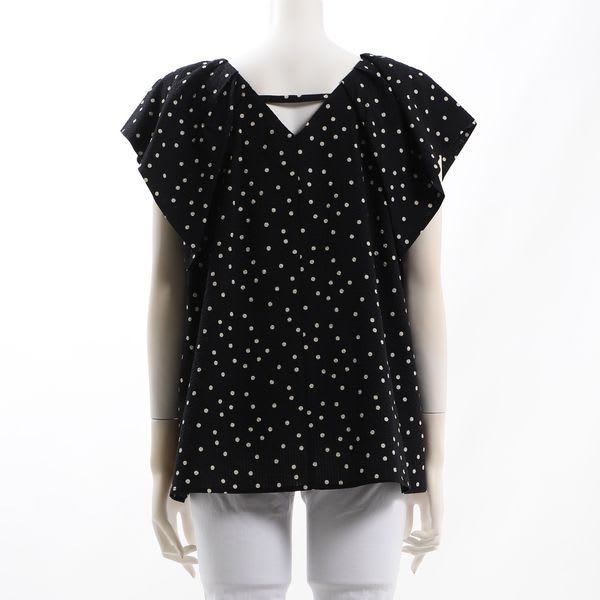 背中開きドット柄ブラウス