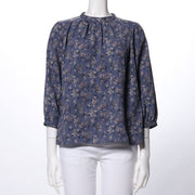 スタンドカラー花柄シャツ