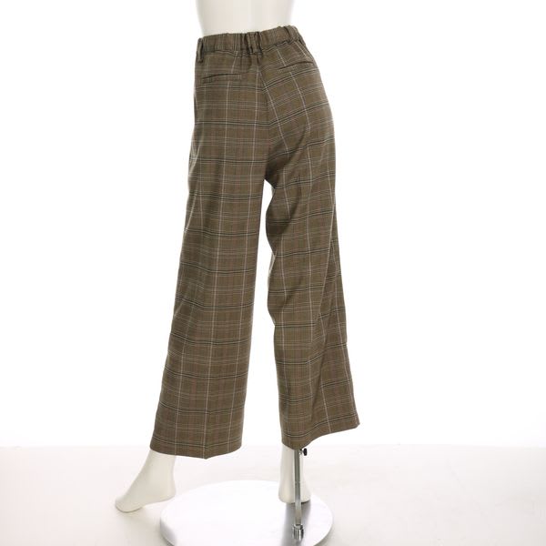 チェック柄セミワイドパンツ