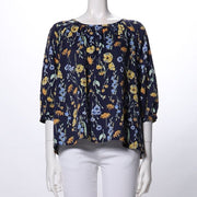 花柄ギャザードネックブラウス