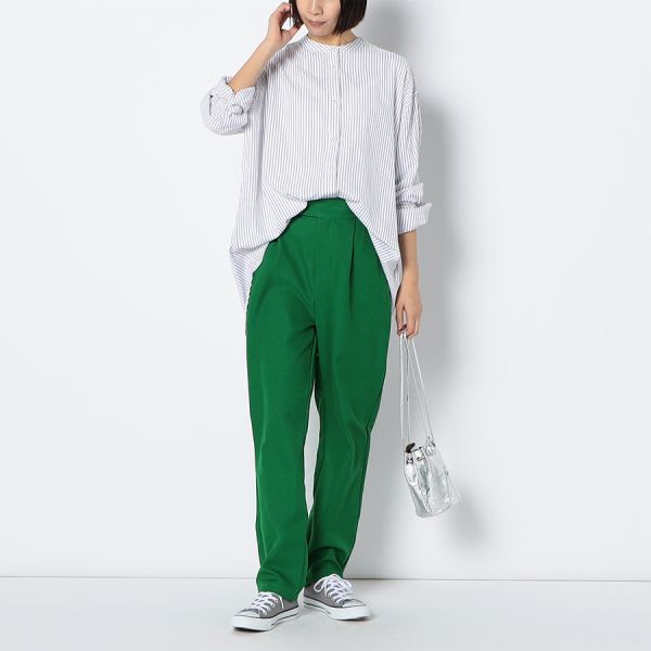 ウエストベルトデザインテーパードパンツ