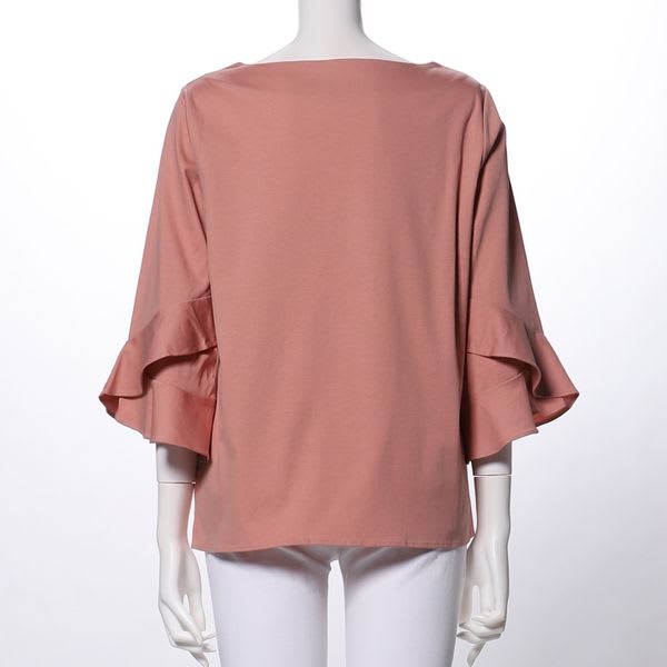 ラッフルスリーブボートネックカットソー