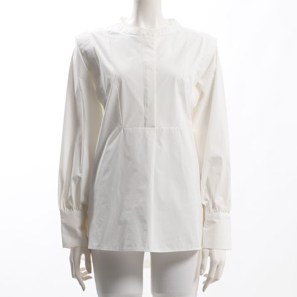 肩デザインポイントバンドカラーブラウス