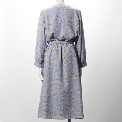 ウエストリボン小花柄ワンピース