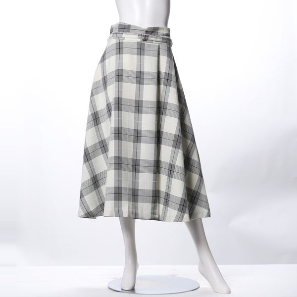 ウエストベルト付きフレアスカート