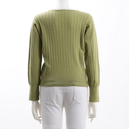 リブ編みVネックカーディガン