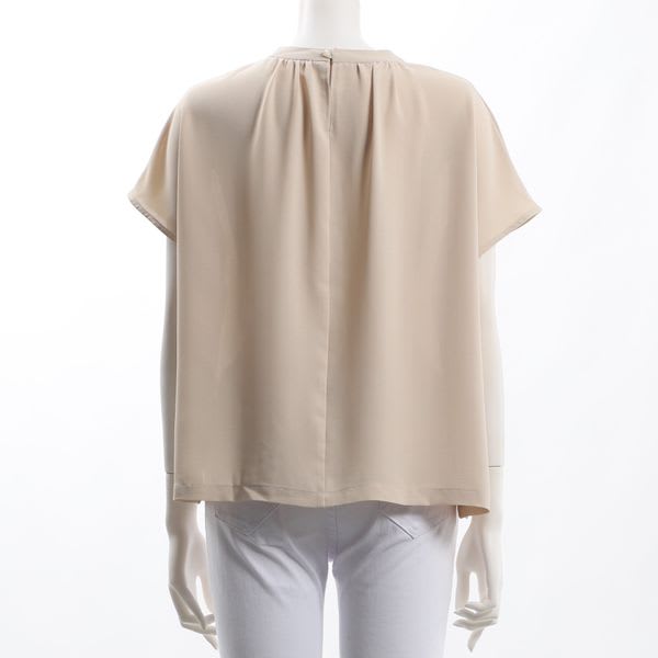 とろみ感ギャザードネックブラウス