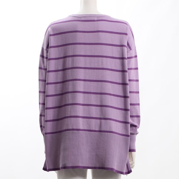 サイドスリットボーダー柄ニット