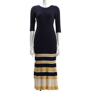 マルチボーダー柄リブニットワンピース