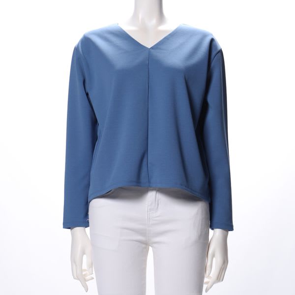 ストレッチカットジョーゼット前後Vネックカットソー