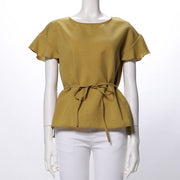 ウエストリボンベルトブラウス