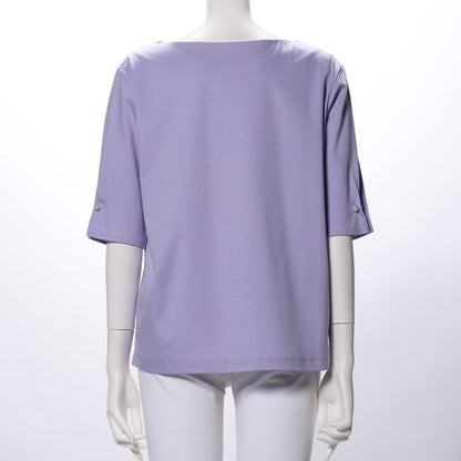 袖パールボートネックカットソー