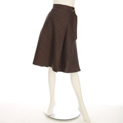 チェック柄ラップ風フレアスカート