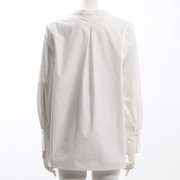 肩デザインポイントバンドカラーブラウス