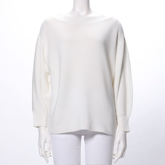 ハイツイストコットンボートネックニットプルオーバー