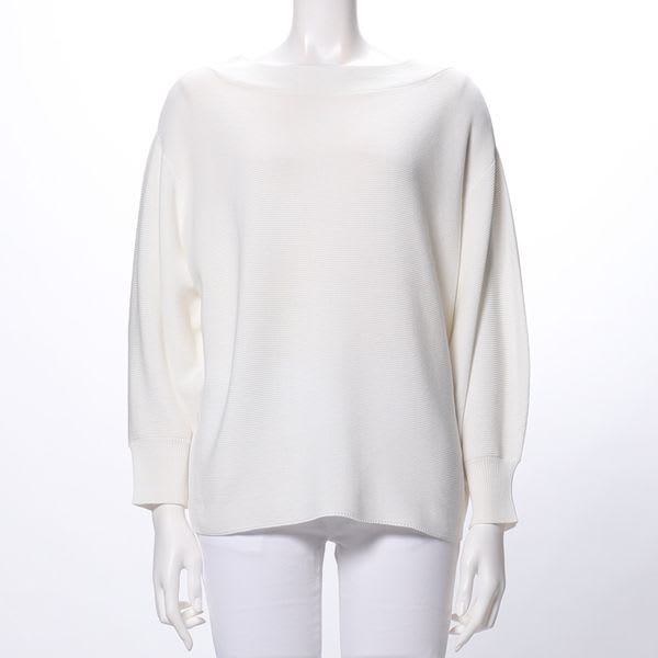 ハイツイストコットンボートネックニットプルオーバー