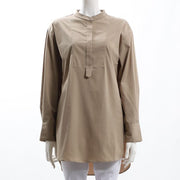 ブザム切り替えバンドカラーブラウス