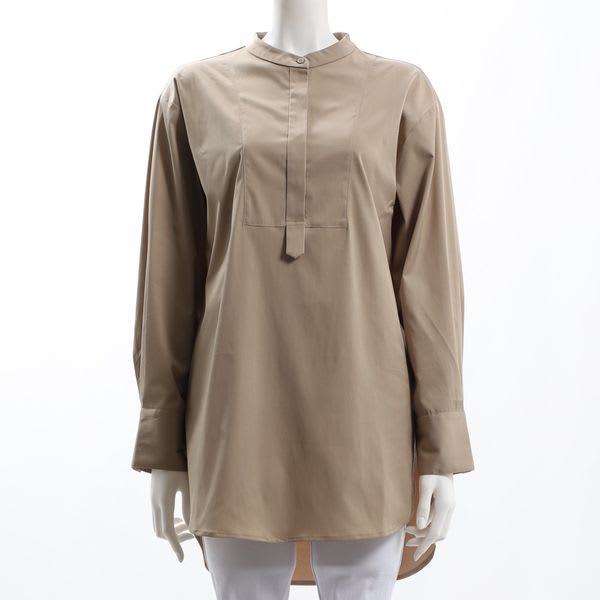 ブザム切り替えバンドカラーブラウス