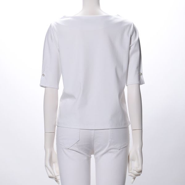 袖パールボートネックカットソー