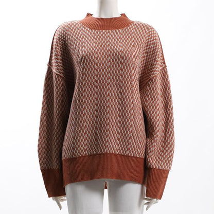 デザイン編みドロップショルダーニット