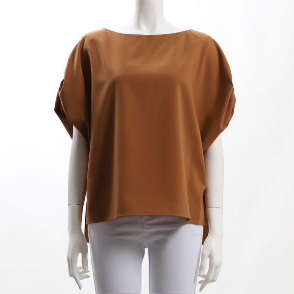 杢調トロピカルボリュームスリーブブラウス