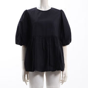 ウエスト切り替えふんわりスリーブブラウス