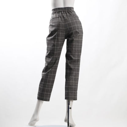 チェック柄ウエストゴムテーパードパンツ