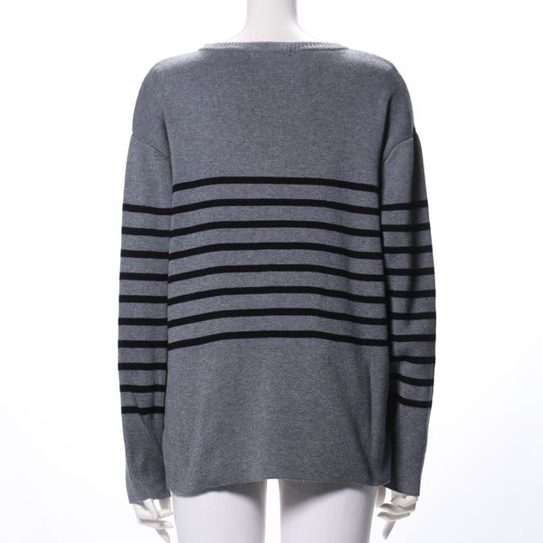 ボーダー柄ドロップショルダーニット