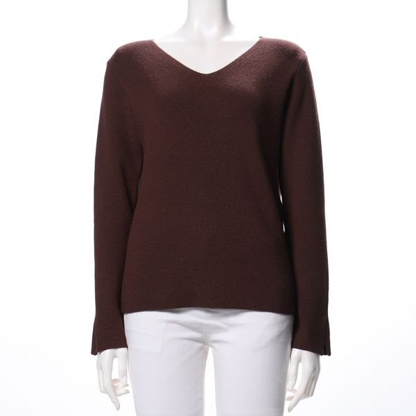 Vネックスリットニット