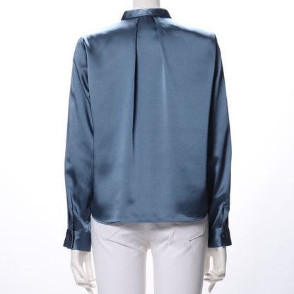 バンドカラータックブラウス