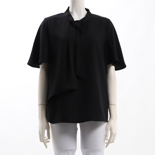 スタンドカラーボウタイブラウス