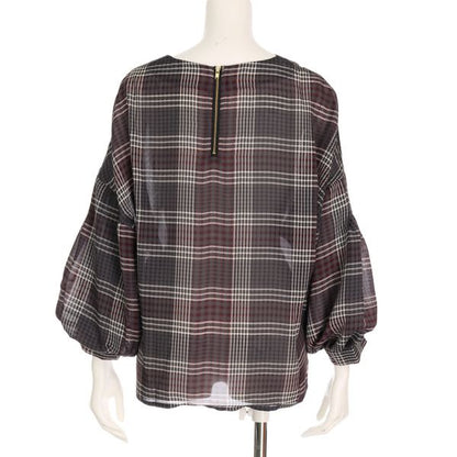 チェック柄バルーンスリーブブラウス