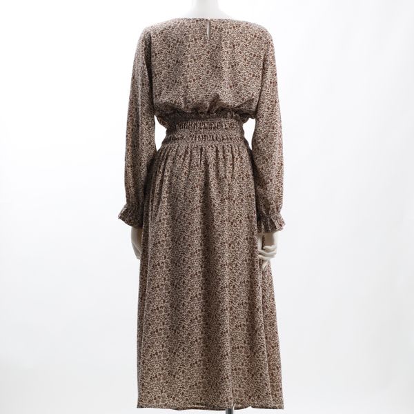 ウエストシャーリング小花柄ワンピース