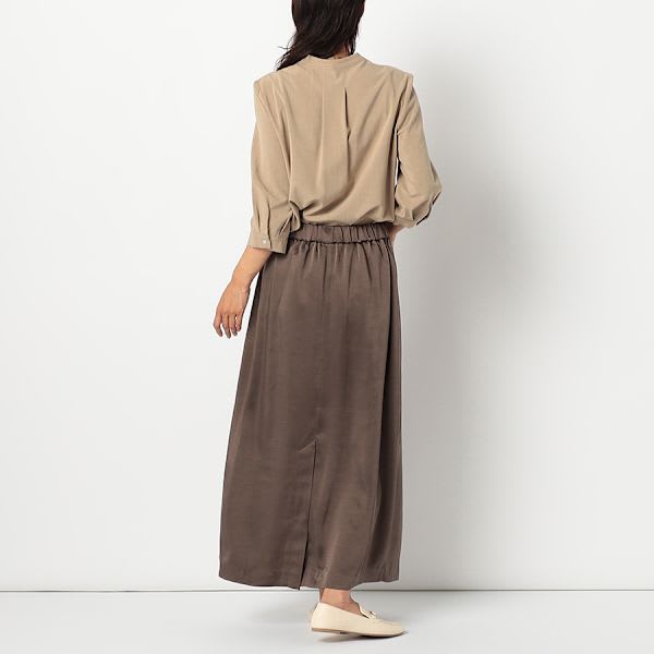 サイドスリットバンドカラーブラウス