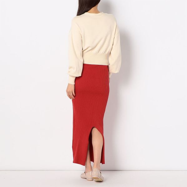 ワイドリブバックスリットニットスカート