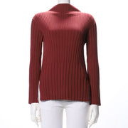 サイドスリットハイネックリブニット