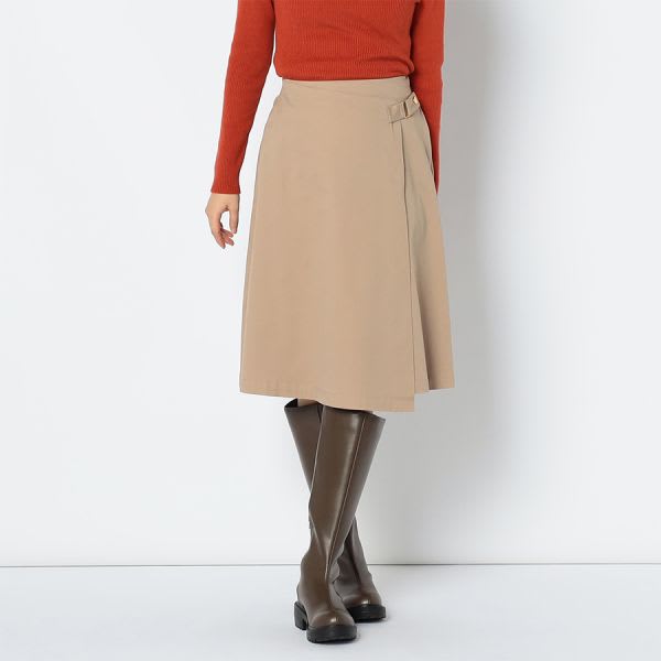 サイドベルトデザインラップ風スカート