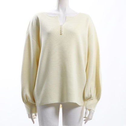 キーネックパールオープンフロントネックニット