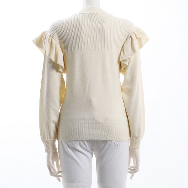 袖フリルリブ切り替えニット