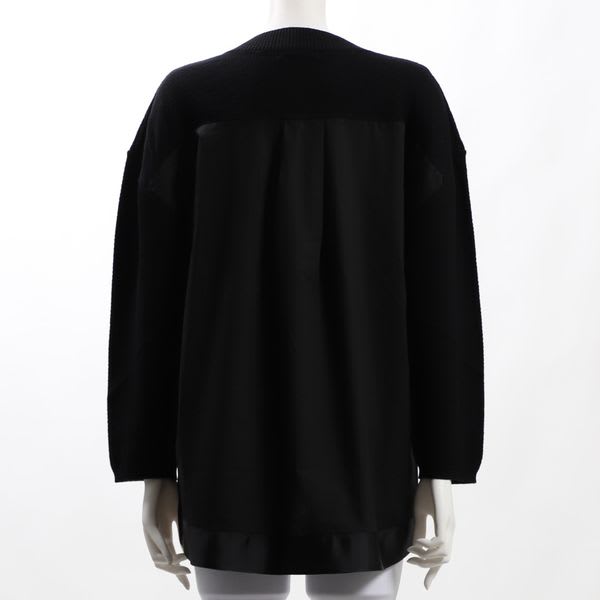 バック異素材切り替えデザインVネックニット