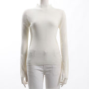 ボトルネックリブニット