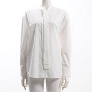 リボンタイ前開きシャツ