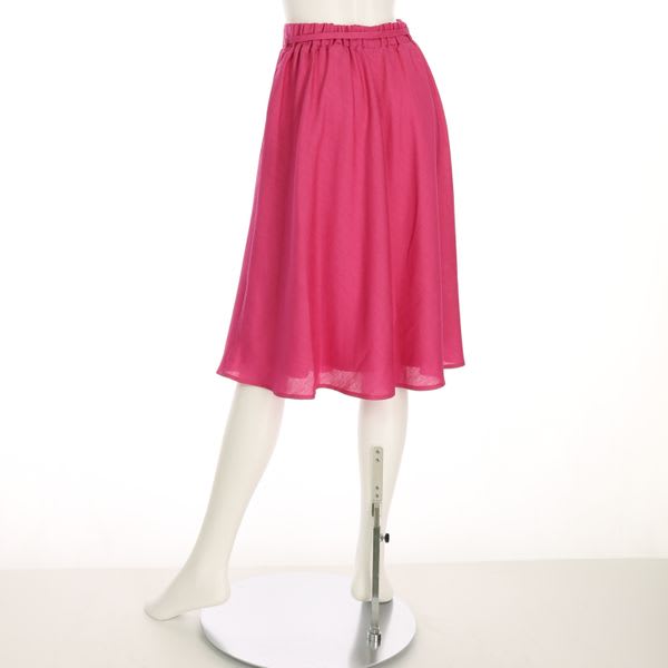 麻調合繊ウエストリボンフレアスカート