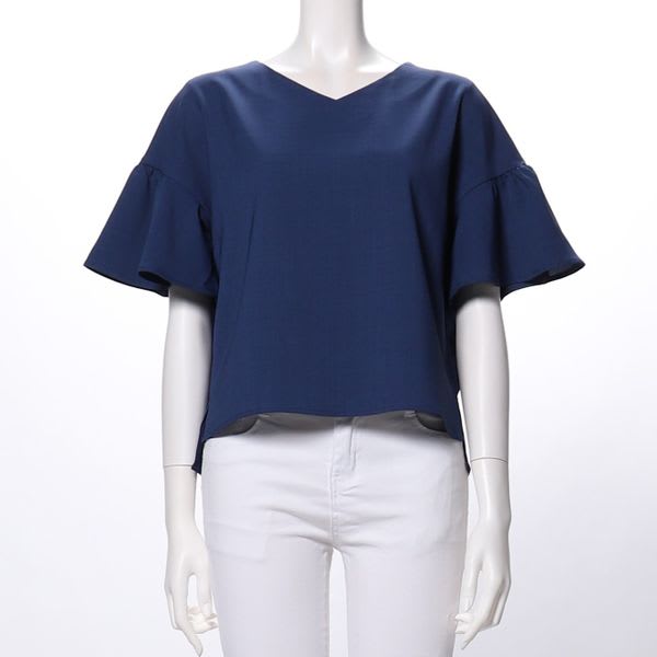 フレアスリーブVネックブラウス