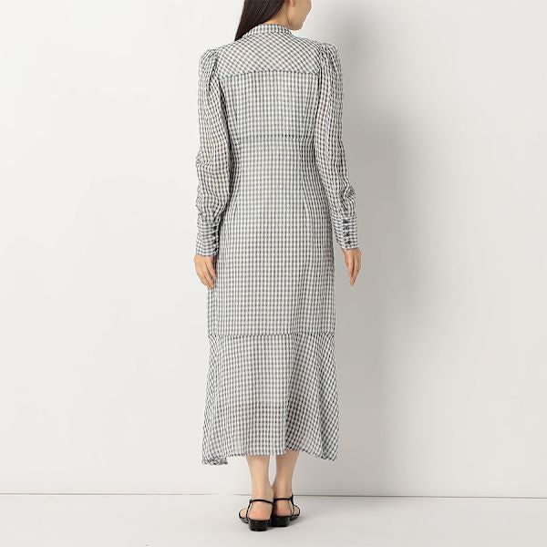 シアーチェック柄シャツワンピース