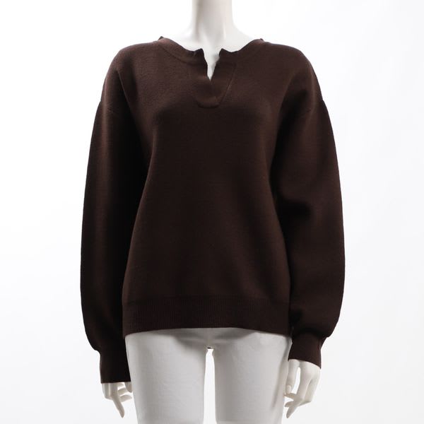 首元デザインドロップショルダーニット