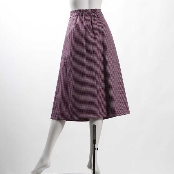 カラーチェックバックゴムスカート